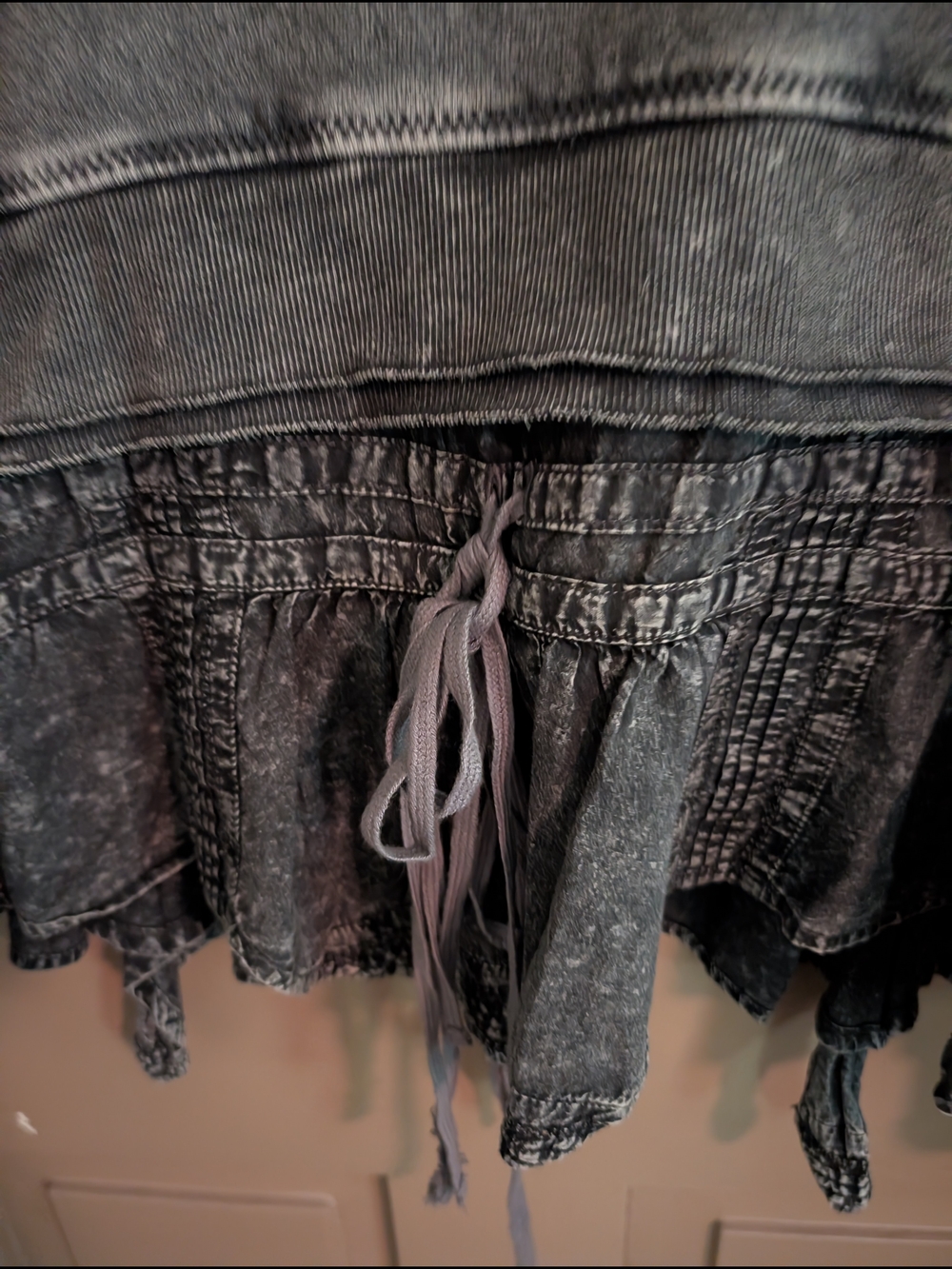 Free People Charcoal Hooded Zip Jacket with Ruffled Hem - Picture 4 of 6